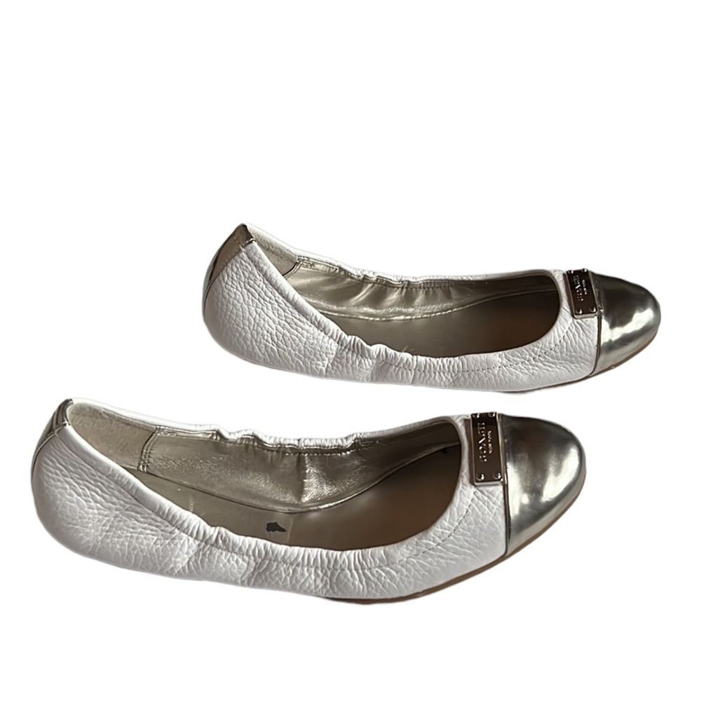 Coach White/Silver Darci Ballerina Flats Size 7